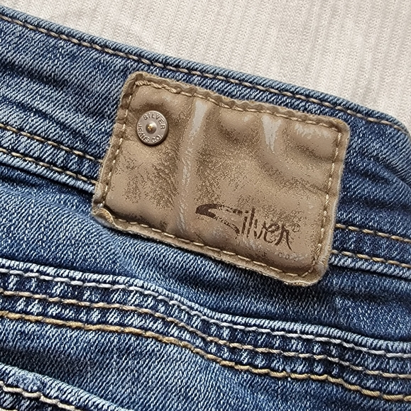 Silver Aiko Mid Flare Jeans Western Glove Works W26/L32 Super Stretch - Picture 8 of 9